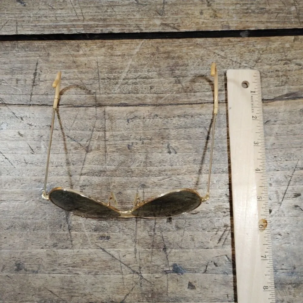 Vintage Tasco Aviator Shades Sunglasses & Case Japan Gold Frame